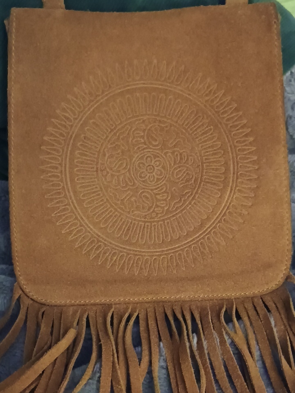 Patricia Nash crossbody suede Leather fringe messenger bag purse